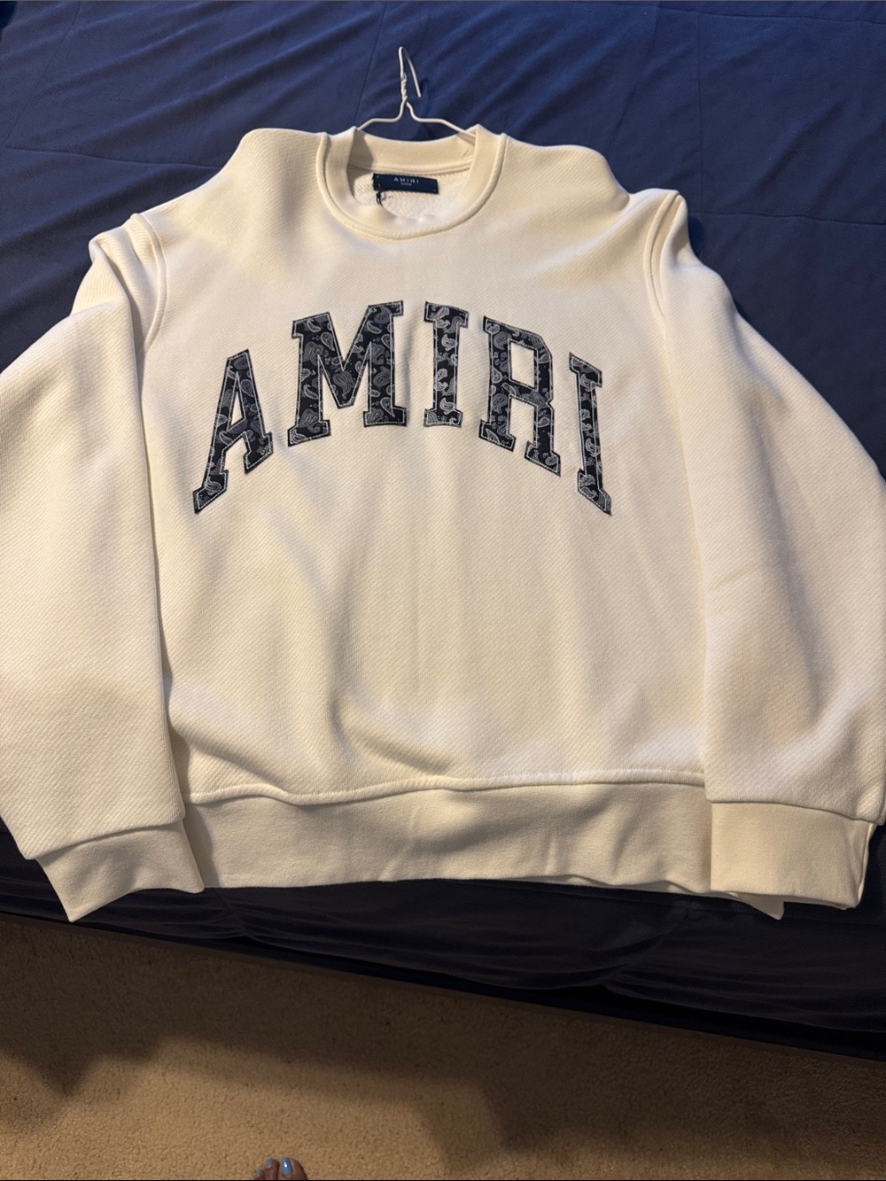 AMIRI White Crewneck with Patterned Black Logo